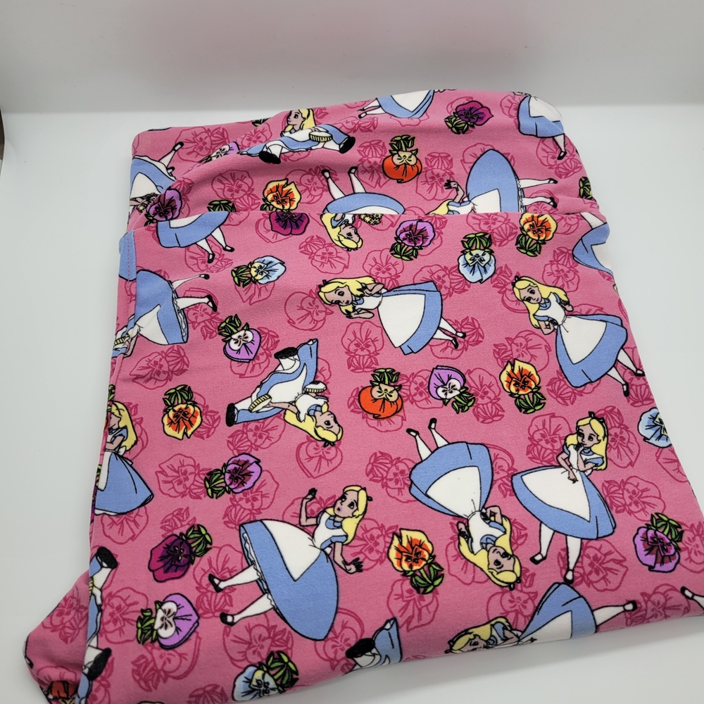 LuLaRoe Pink Pajama Bottoms with Cartoon Print